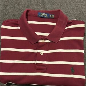 Polo Ralph Lauren Maroon and White Striped Polo Shirt